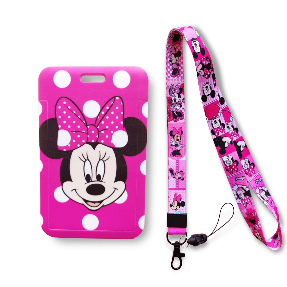 

Disney Mickey Minnie Mouse Girls Bank Card Holder Business Badge Card Case Frame ABS Employee Case Cover Student Lanyard ID Card