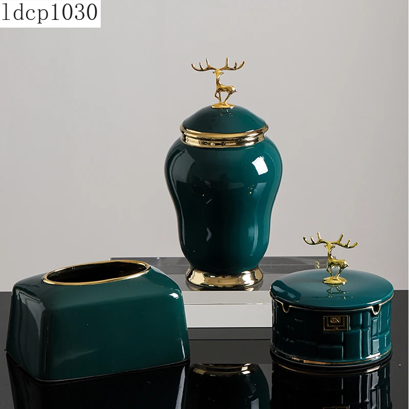 Nordic Light Luxury Dark Green Ceramic Storage Jar Vase Decoration Golden Elk Lid Candy Jar Living Room Decoration Accessories
Nordic Light Luxury Dark Green Ceramic Storage Jar Vase Decoration Golden Elk Lid Candy Jar Living Room Decoration Accessories