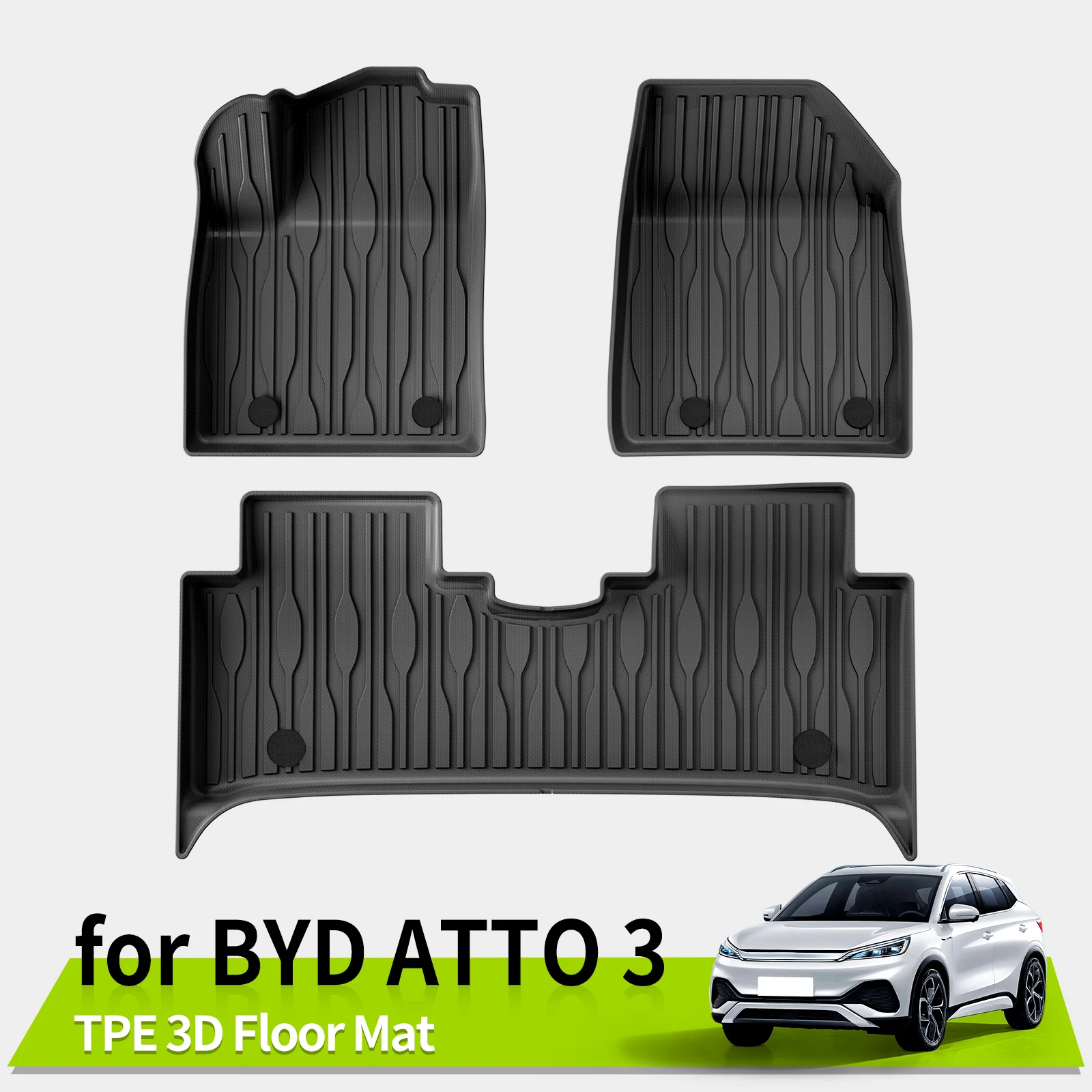 

3D Floor Mats for BYD ATTO 3 Yuan Plus All-Weather Anti-Slip Waterproof Pads Accessories TPE Left Hand Driving