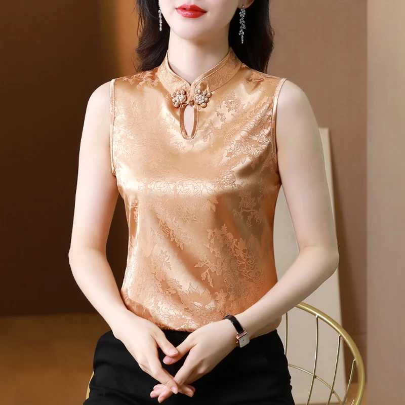M-4XL Summer Strap Tank Top Women's Sleeveless Suit Satin Vest Shirt Stand Collar Floral Pullovers Blouse
M-4XL Summer Strap Tank Top Women's Sleeveless Suit Satin Vest Shirt Stand Collar Floral Pullovers Blouse