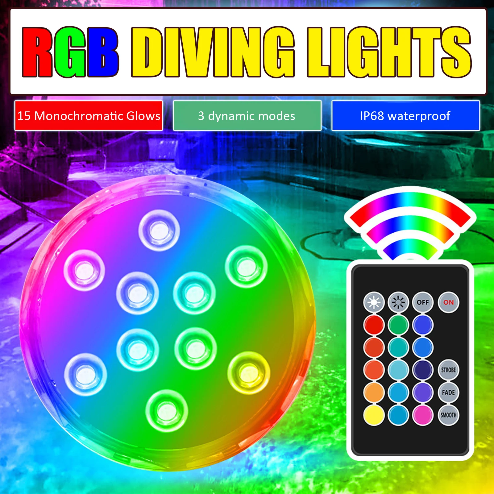 Remote Controlled RGB Submersible Light 10 Led Pool Light Battery Operated Underwater Night Lamp Outdoor Garden Party Decoration
Remote Controlled RGB Submersible Light 10 Led Pool Light Battery Operated Underwater Night Lamp Outdoor Garden Party Decoration