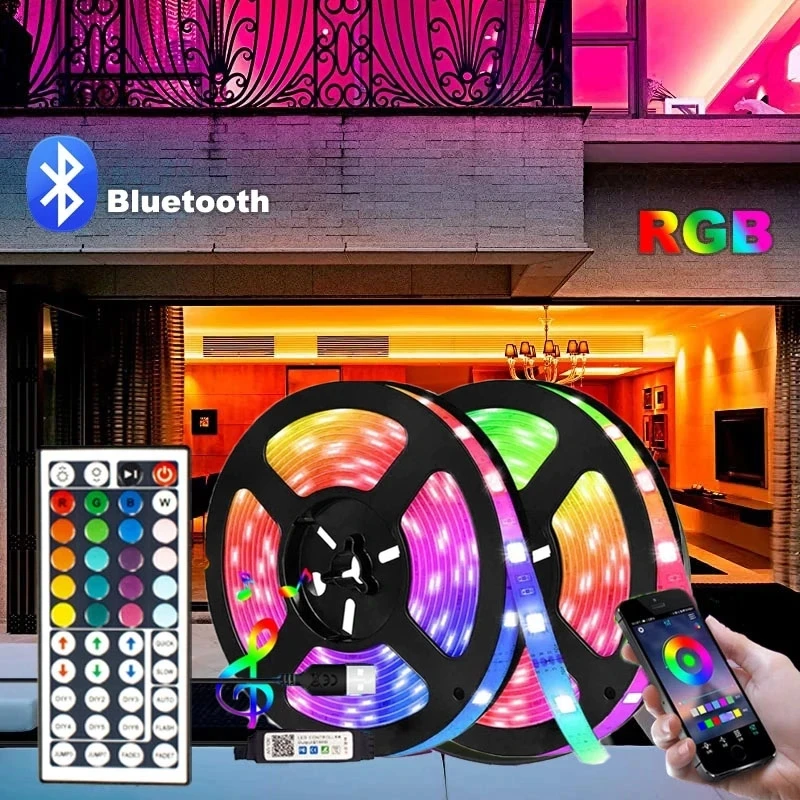 LED Strip Light RGB 5050 5V Bluetooth Flexible Neon Tape Ribbon 10M Desktop Diode USB 44keys Led Luces Lights for living Room
LED Strip Light RGB 5050 5V Bluetooth Flexible Neon Tape Ribbon 10M Desktop Diode USB 44keys Led Luces Lights for living Room