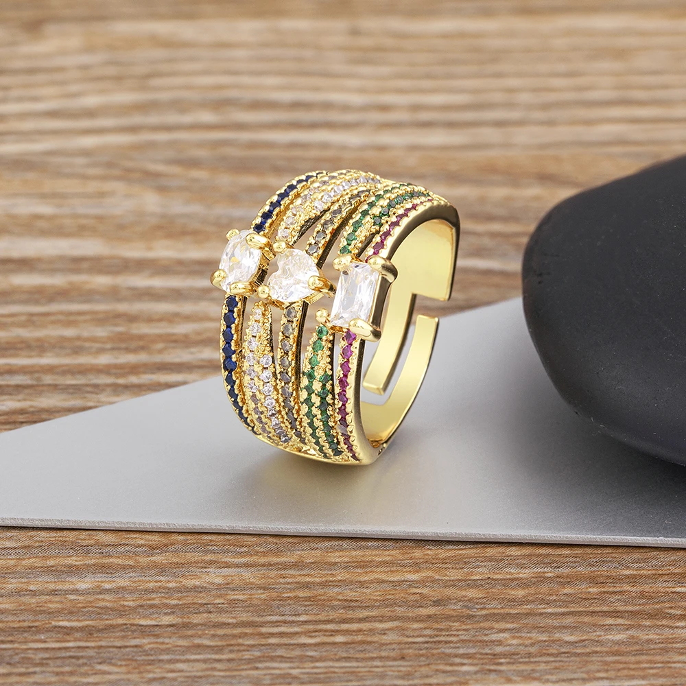 Nidin New Three Layer Design European and American Micro Setting Zircon Opening Rings For Women Light Luxury Adjustable Jewelry
Nidin New Three Layer Design European and American Micro Setting Zircon Opening Rings For Women Light Luxury Adjustable Jewelry