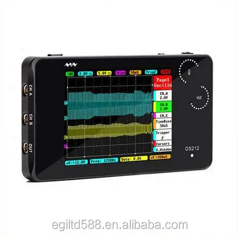 

DS212 Mini Pocket Size LCD Digital Portable Storage Oscilloscope Nano Handheld Bandwidth 1MHz Sampling Rate 10MSa/s Thumb Wheel