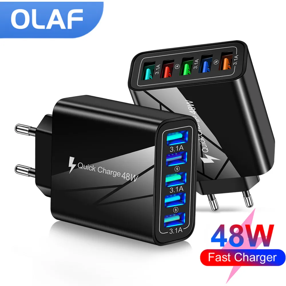 OLAF 48W 5 USB Charger Quick Charge 3.0 Adapter Xiaomi poco x3 Huawei Mate 40 Samsung Wall Phone Charger USB Fast Charging QC3.0
OLAF 48W 5 USB Charger Quick Charge 3.0 Adapter Xiaomi poco x3 Huawei Mate 40 Samsung Wall Phone Charger USB Fast Charging QC3.0