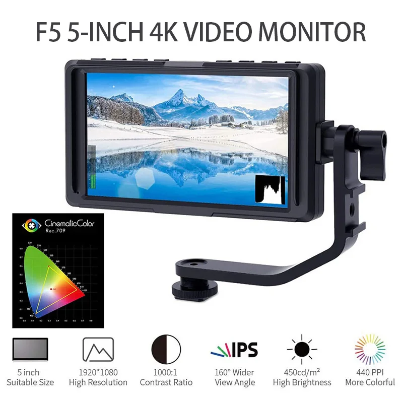 5" DSLR On Camera Small Full HD 1920x1080 IPS Video Peaking Focus Assist with 4K HDMI-Compatible 8.4V DC Input Output For F5
5" DSLR On Camera Small Full HD 1920x1080 IPS Video Peaking Focus Assist with 4K HDMI-Compatible 8.4V DC Input Output For F5