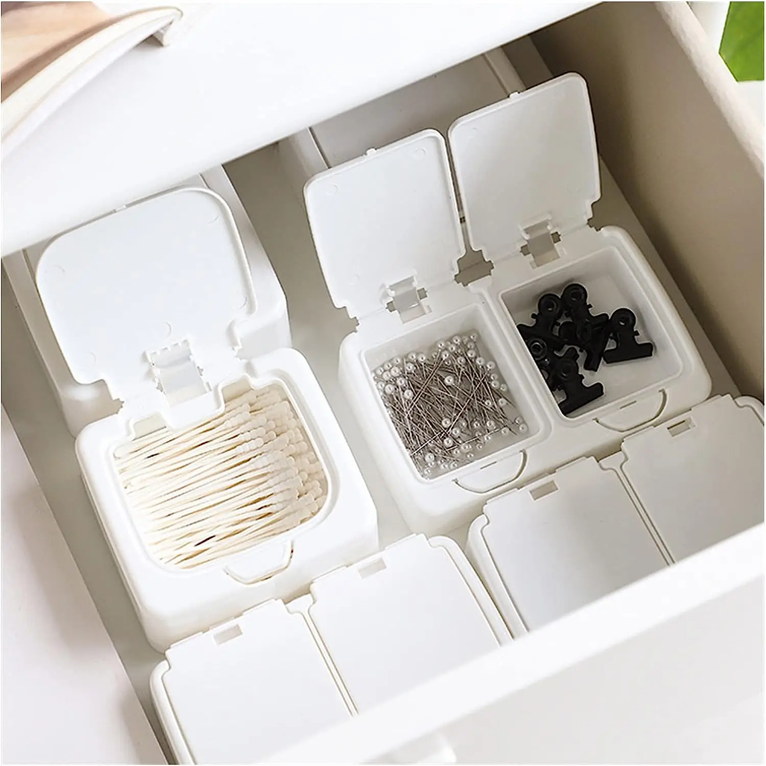 

Desktop Storage Box Mini With Pop-Up Swab Cosmetic Cotton Plastic Dustproof Student Sundries Finishing Cotton Swab Storage Box