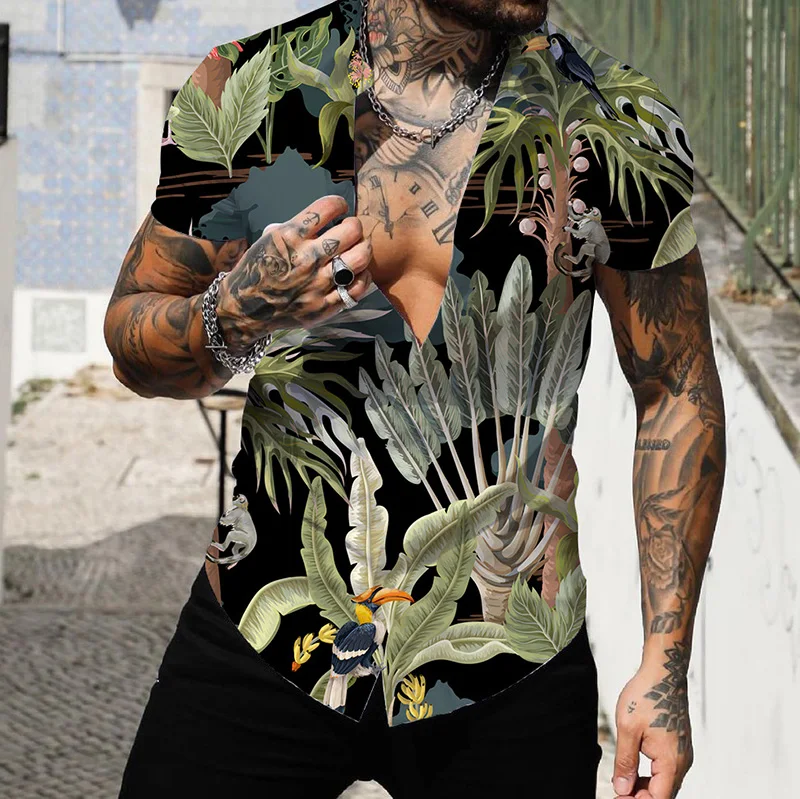 Men Summer Polyester Short Sleeve Shirt Print Casual Hawaiian Beach Male Top Turn-down Collar T-shirts Men's Clothes Blouse
Men Summer Polyester Short Sleeve Shirt Print Casual Hawaiian Beach Male Top Turn-down Collar T-shirts Men's Clothes Blouse