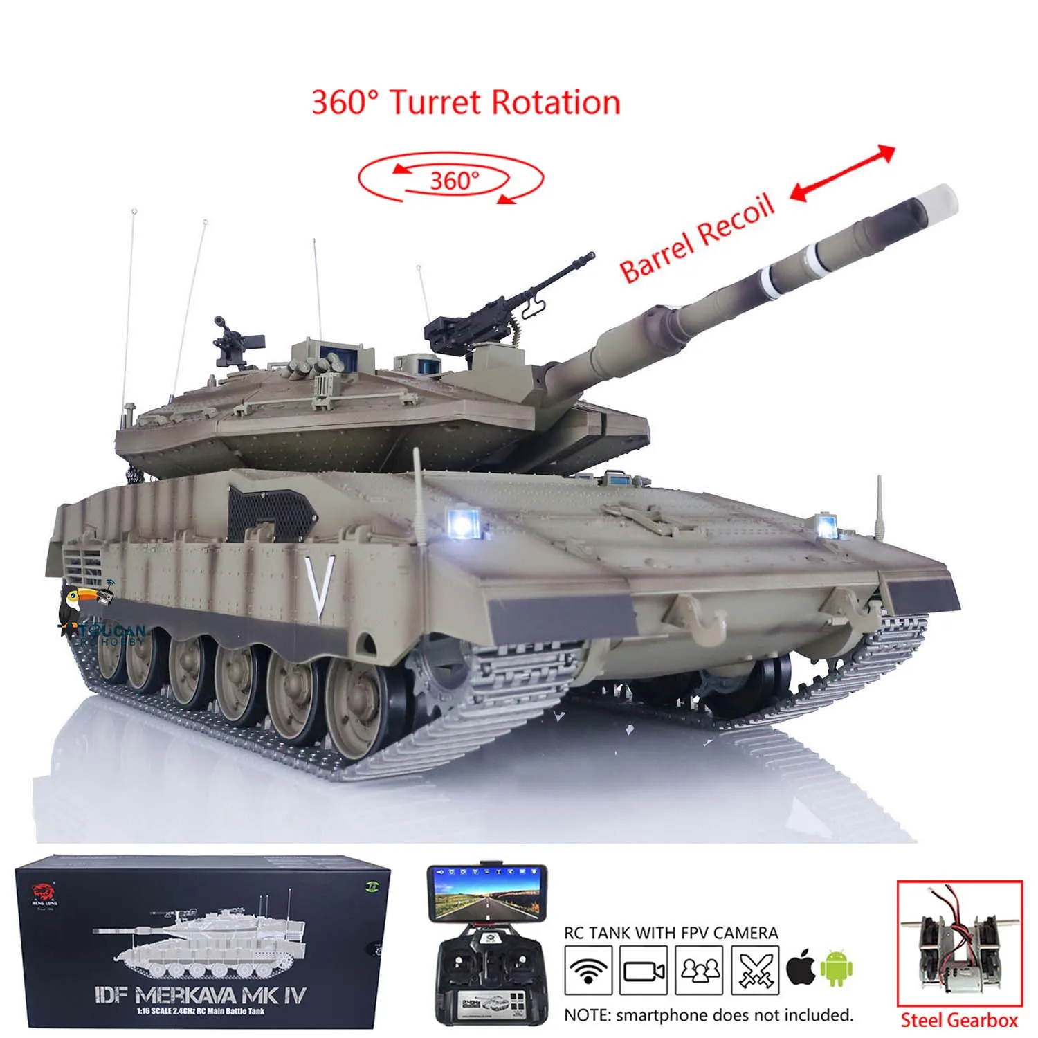 1:16 RC Main Battle Tank Heng Long Car 3958 TK7.0 IDF Merkava MK IV FPV Upgrade Edition Toucan Toys for Boys
1:16 RC Main Battle Tank Heng Long Car 3958 TK7.0 IDF Merkava MK IV FPV Upgrade Edition Toucan Toys for Boys