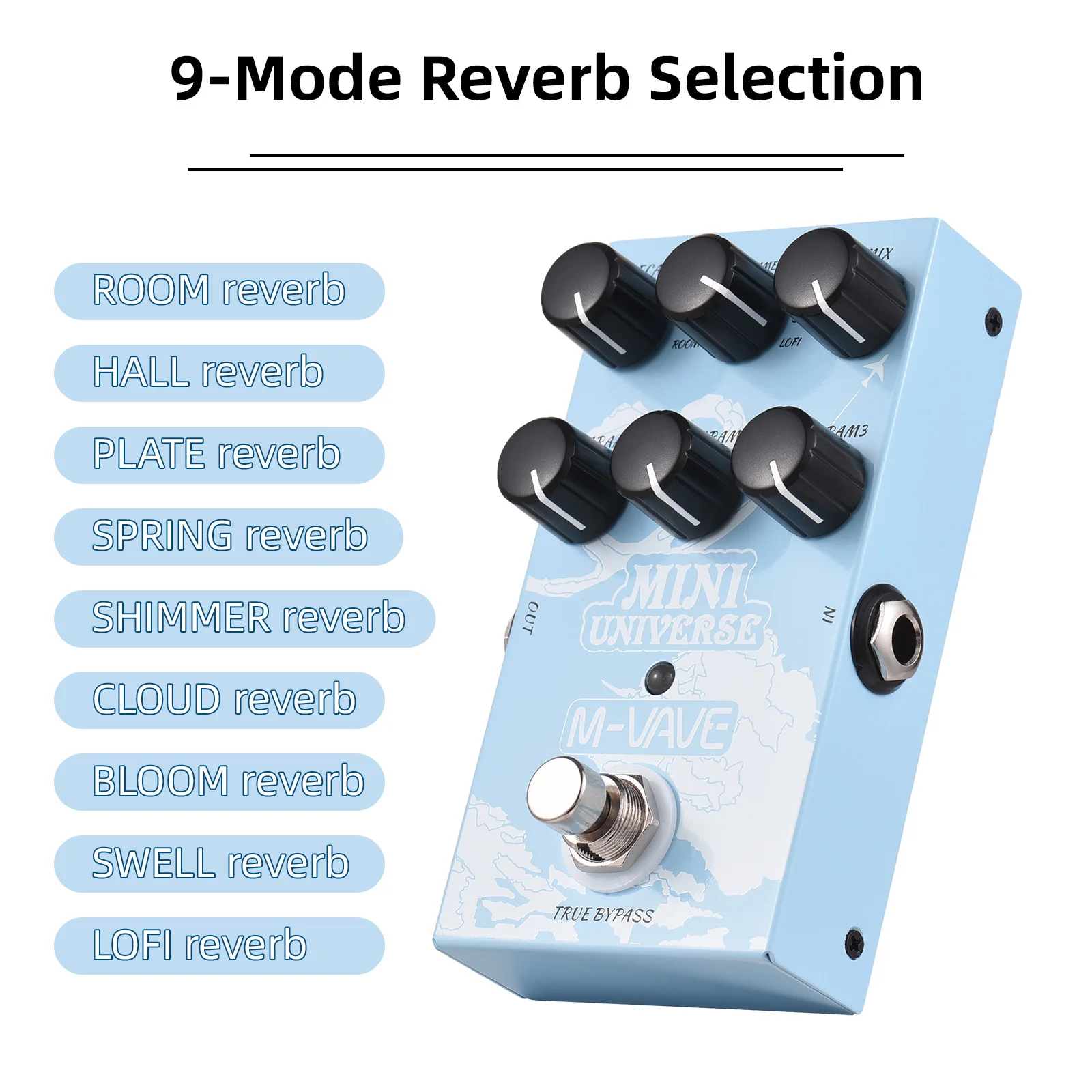 M-VAVE Guitar Effect Pedal Digital Reverb Pedal Digital Modeling Reverberation Effector 9-Mode Reverb Selection for Guitar Bass
M-VAVE Guitar Effect Pedal Digital Reverb Pedal Digital Modeling Reverberation Effector 9-Mode Reverb Selection for Guitar Bass