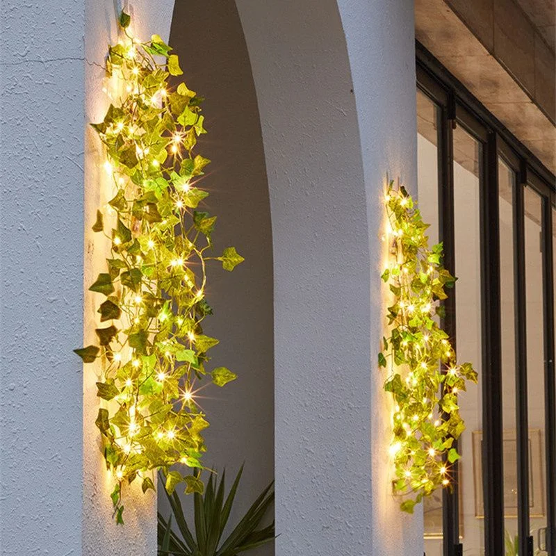 

Гирлянда с цветами и зелеными листьями, свадебное украшение для дома, искусственная лоза, Сказочная Искусственная елка с питанием от батареи, Рождественская елка, гирлянда