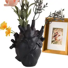 Resin Heart Vase Heart-Shape Vase Heart Design Styling Ornament For Home Decoration Desktop Valentines Day Gift Accessories