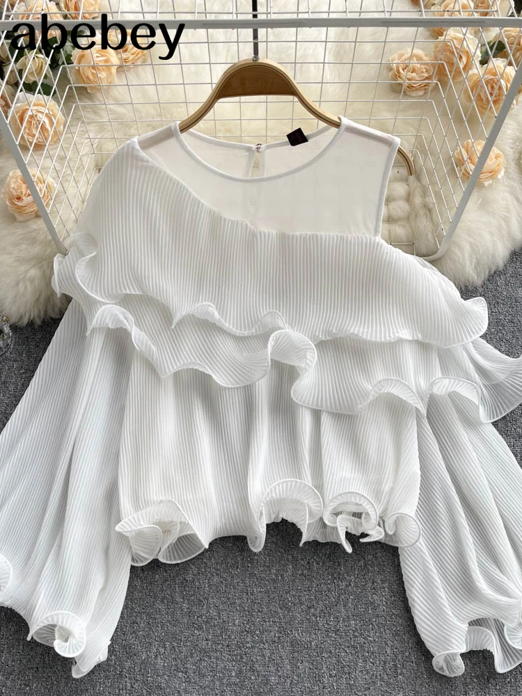 V-neck mesh lace up sexy blouse summer women boho ruffle cold shouler elegant tops Tulle see through casual shirt
V-neck mesh lace up sexy blouse summer women boho ruffle cold shouler elegant tops Tulle see through casual shirt