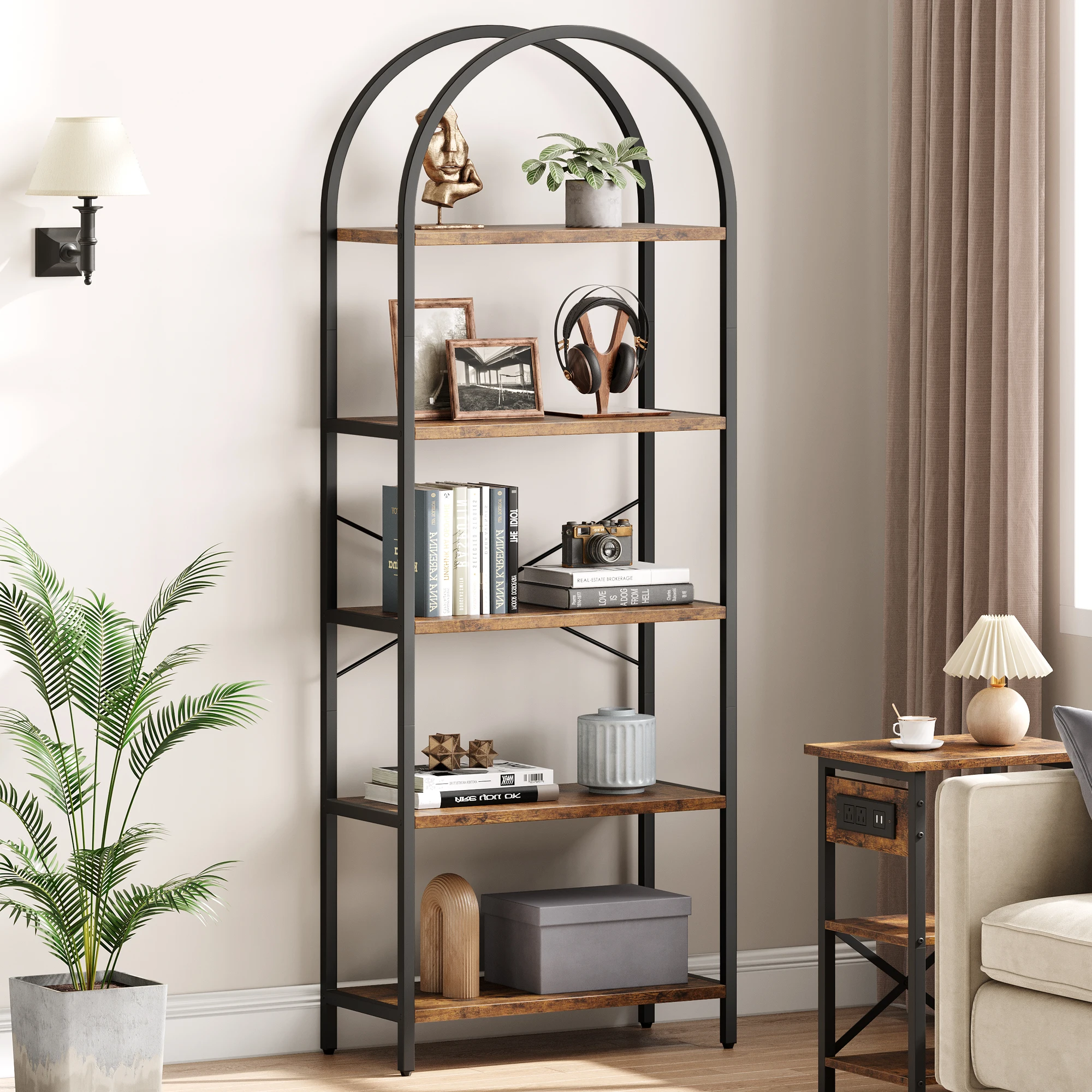 5 Tier Bookshelf Arched Display Racks Tall Standing Bookshelves Mental Frame Storage Rack Shelf Bookcase for Bedroom Living Room
5 Tier Bookshelf Arched Display Racks Tall Standing Bookshelves Mental Frame Storage Rack Shelf Bookcase for Bedroom Living Room