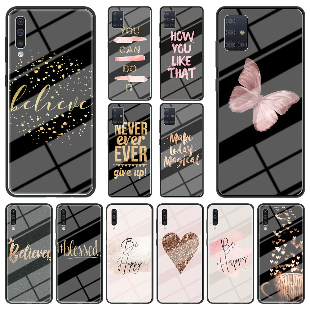 Luxury Pink Words Tempered Glass for Samsung Galaxy A50 A70 A50s A60 A80 A90 5G A40 A30s A20s A20e A10 Phone Case Cover Bags
Luxury Pink Words Tempered Glass for Samsung Galaxy A50 A70 A50s A60 A80 A90 5G A40 A30s A20s A20e A10 Phone Case Cover Bags