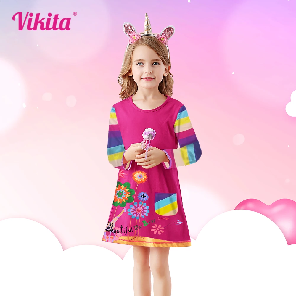 VIKITA Children Flowers Dress Long Sleeve Girl Dress Colourful Vestidos Kids Dresses for Girls Autumn Fashion Clothes 3-12 Years
VIKITA Children Flowers Dress Long Sleeve Girl Dress Colourful Vestidos Kids Dresses for Girls Autumn Fashion Clothes 3-12 Years