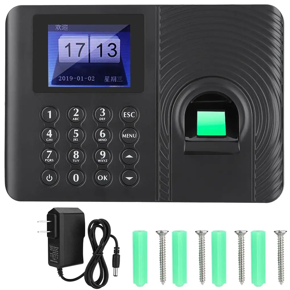 

Biometric Fingerprint Time Attendance Recorder Recognition Device Access Control US 110-240V