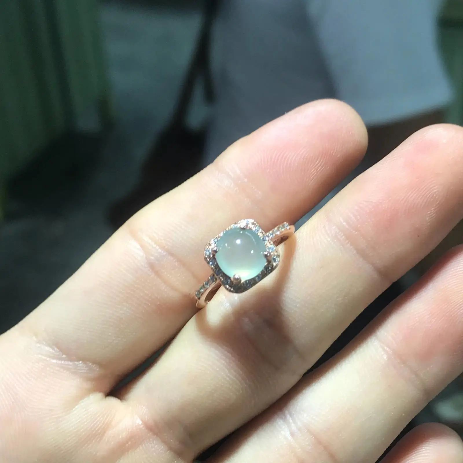 Silver inlaid Burmese natural chalcedony jade female ring ice ring jewelry sterling silver open ring
Silver inlaid Burmese natural chalcedony jade female ring ice ring jewelry sterling silver open ring