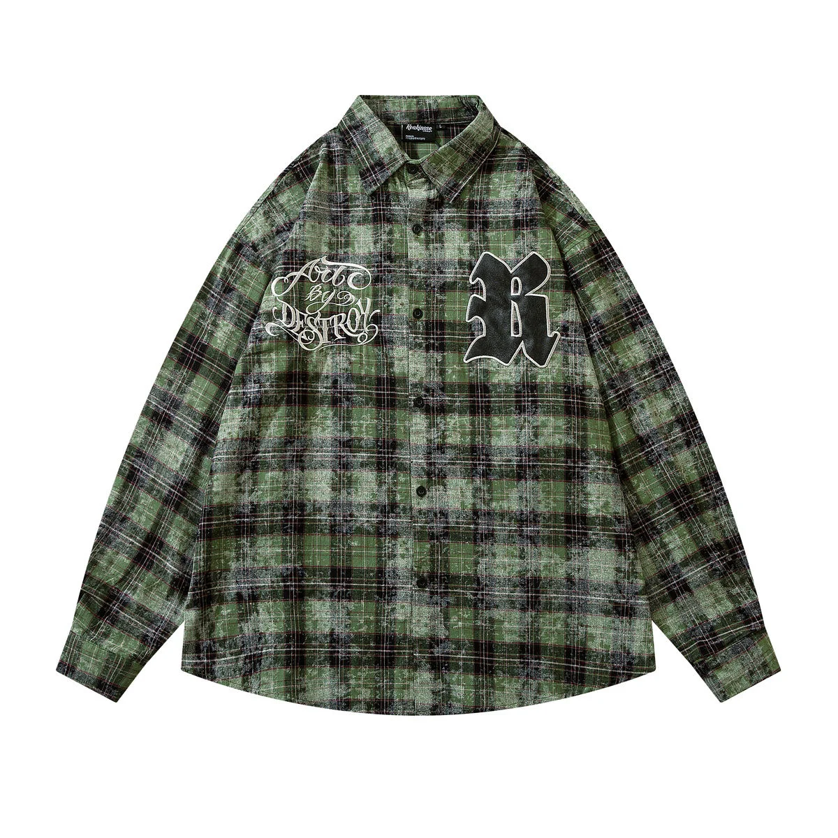 

2022 Men Plaid Shirt Hip Hop Streetwear Oversize Shirt Embroidery Harajuku Shirt Long Sleeve Retro Checkered Flannel Shirt Loose