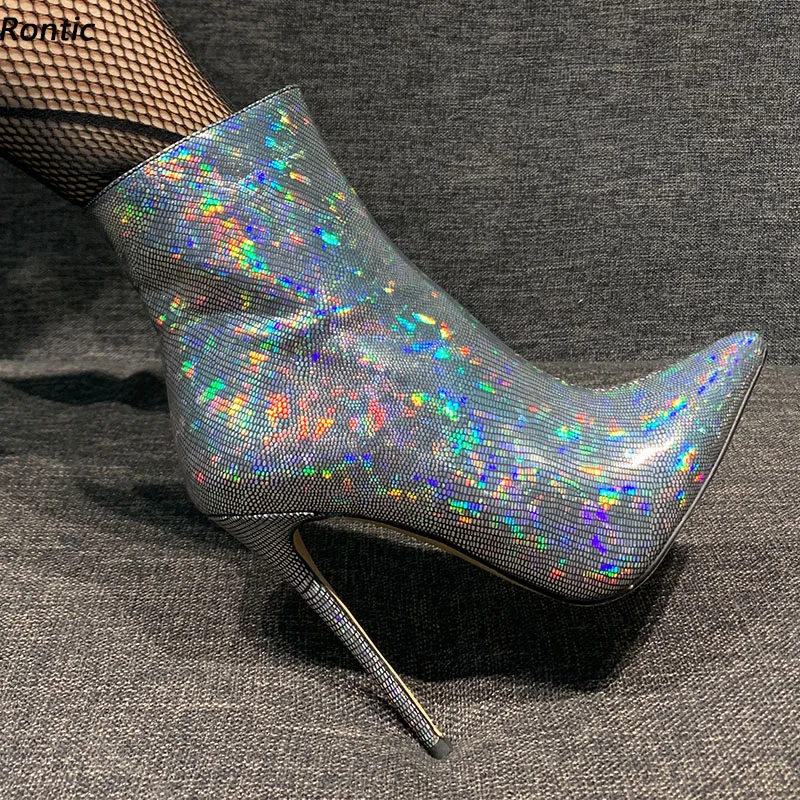 Rontic New Stylish Women Spring Ankle Boots Shiny Sexy Stiletto Heels Pointed Toe Gorgeous Grey Night Club Shoes US Size 4-12
Rontic New Stylish Women Spring Ankle Boots Shiny Sexy Stiletto Heels Pointed Toe Gorgeous Grey Night Club Shoes US Size 4-12