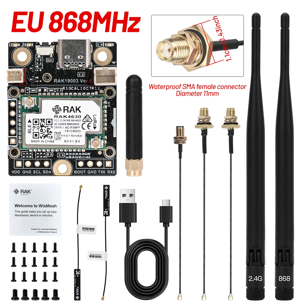Стартовый комплект WisMesh RP2040 Базовая плата RAK19003 + модуль RAK4631 Wisblock LoRa Lora Mesh для Meshtastic Meshcore 433/868/915 МГц
Стартовый комплект WisMesh RP2040 Базовая плата RAK19003 + модуль RAK4631 Wisblock LoRa Lora Mesh для Meshtastic Meshcore 433/868/915 МГц