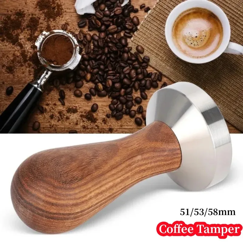 

Wooden Tamper Leveler Hammer Coffee Handle Aluminum Bean Coffee Press 51mm/53mm/58mm Tool With Coffee Tools Espresso Distributor