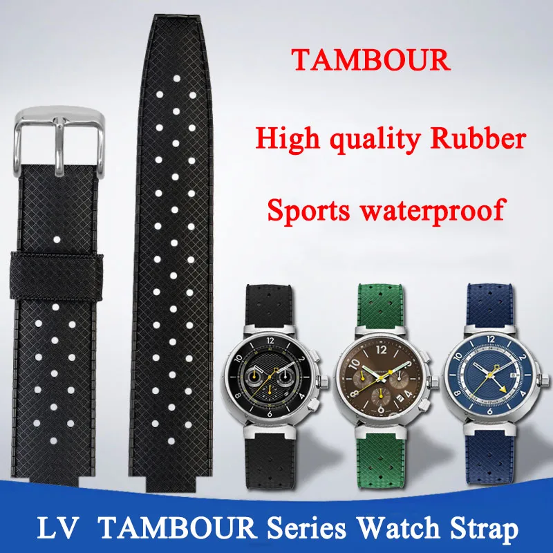 

New arrivals LV Rubber WatchBand Q114k Dedicated band For Louis Vuitton Tambour Series Q1121 Sports Silicone Bracelet Strap 20MM