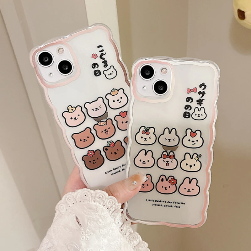 Cute Rabbit Bear Avatar Wavy Frame Clear Phone Case For iPhone 13 11 12 Pro X XR XS Max 13MINI 7 8 Plus Funny Cartoon Soft Cover
Cute Rabbit Bear Avatar Wavy Frame Clear Phone Case For iPhone 13 11 12 Pro X XR XS Max 13MINI 7 8 Plus Funny Cartoon Soft Cover