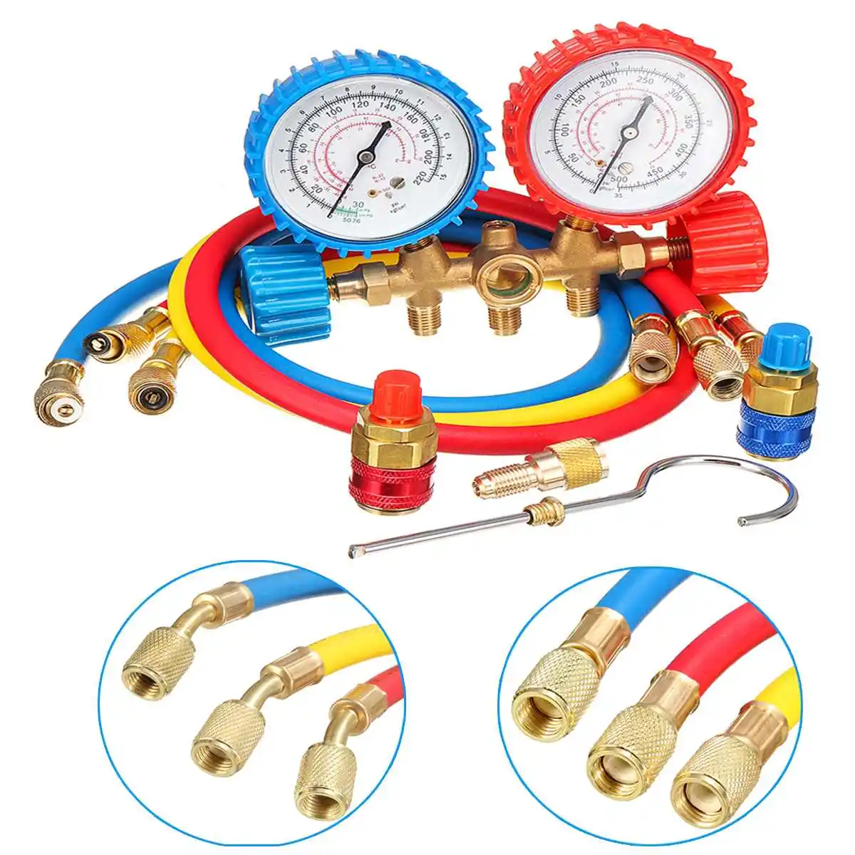 for R134A R12 R22 R502 Refrigerant Air Conditioning Portable Manifold Gauge Set Lightweight Test Diagnostic Repair Tools Kit 
for R134A R12 R22 R502 Refrigerant Air Conditioning Portable Manifold Gauge Set Lightweight Test Diagnostic Repair Tools Kit
