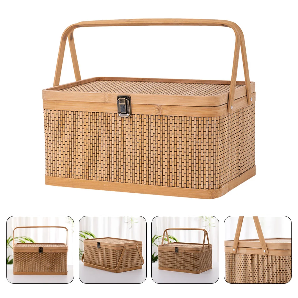 Handle Bamboo Handheld Basket Food Gift Storage Lidded Vegetable Woven Fruit Weaved Decorative
Handle Bamboo Handheld Basket Food Gift Storage Lidded Vegetable Woven Fruit Weaved Decorative
