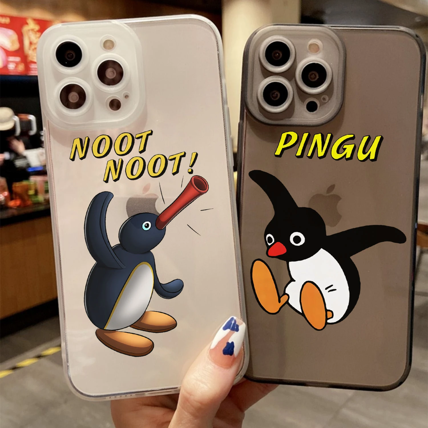 

Cartoon Street Trend Culture Clay Animation PINGU Soft Phone Case For iPhone 15ProMax 14 13mini 12Pro 11 XSMax XR SE 8Plus Cover