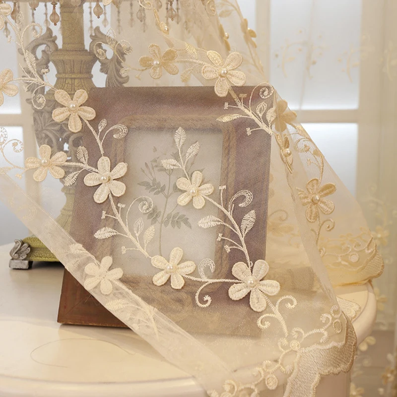 Beige Luxury Nail Pearl Embroidered Window Curtains For Living Room Tulle European Embossed Floral Voile Curtain Fabric wp362#5
Beige Luxury Nail Pearl Embroidered Window Curtains For Living Room Tulle European Embossed Floral Voile Curtain Fabric wp362#5