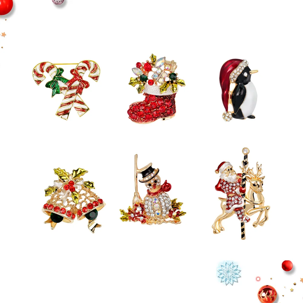 6pcs Christmas Brooches Fashion Clothes Decor Clothes Pin Rhinestone Brooch Breastpins for Ladies
6pcs Christmas Brooches Fashion Clothes Decor Clothes Pin Rhinestone Brooch Breastpins for Ladies