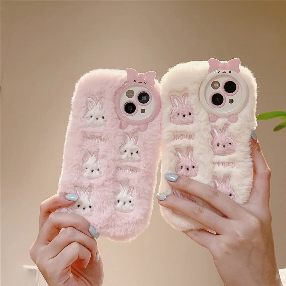 Pink Embroidery Cute Bunny Rabbit Warmly Winter Plush Hairy Phone Case For iPhone 11 12 13 14 Plus 15 Pro Max Camera Lens Fundas
Pink Embroidery Cute Bunny Rabbit Warmly Winter Plush Hairy Phone Case For iPhone 11 12 13 14 Plus 15 Pro Max Camera Lens Fundas