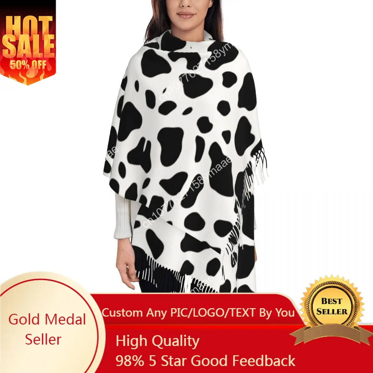 Cow Pattern Scarf for Women Warm Winter Shawl Wrap Black White Modern Cute Large Scarves with Tassel Daily Wear
Cow Pattern Scarf for Women Warm Winter Shawl Wrap Black White Modern Cute Large Scarves with Tassel Daily Wear