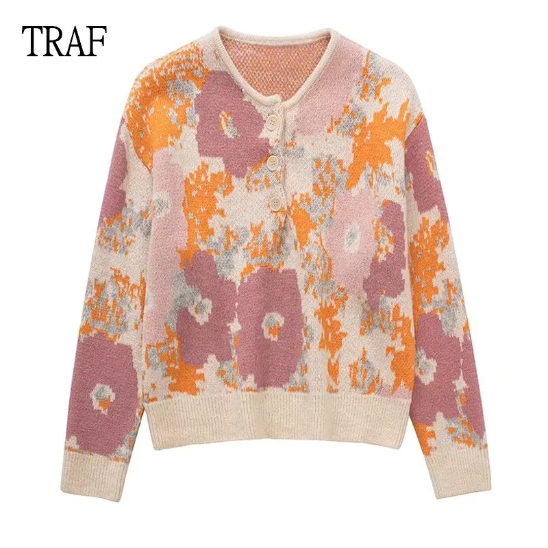 TRAF Women Sweater Loose Pullover Fashion Jacquard Knitted Sweaters Long Sleeve Top Woman Button Streetwear Femal Sweaters
TRAF Women Sweater Loose Pullover Fashion Jacquard Knitted Sweaters Long Sleeve Top Woman Button Streetwear Femal Sweaters