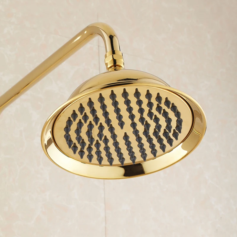 

Vidric Shower Faucets Luxury Gold Bathroom Rainfall Shower Faucet Set Mixer Tap With Hand Sprayer Wall Mounted Bath Shower He