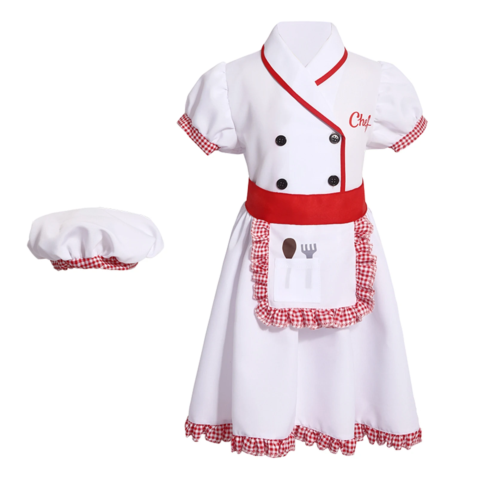 5PCS White&Red Kids Girls And Boys Chef Cosplay Costume Hat Top Dress Apron Scarf Set Uniform Outfit Play House Performance
5PCS White&Red Kids Girls And Boys Chef Cosplay Costume Hat Top Dress Apron Scarf Set Uniform Outfit Play House Performance