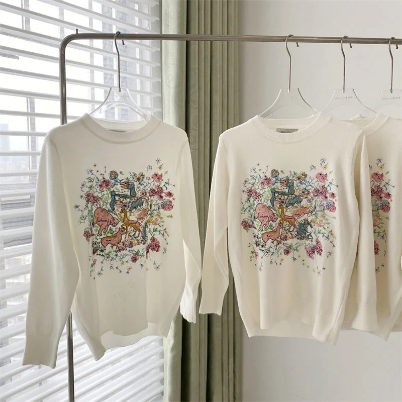 Embroidery Sweater Women's Simple Round Neck Korean Style Gentle Casual Pullovers
Embroidery Sweater Women's Simple Round Neck Korean Style Gentle Casual Pullovers