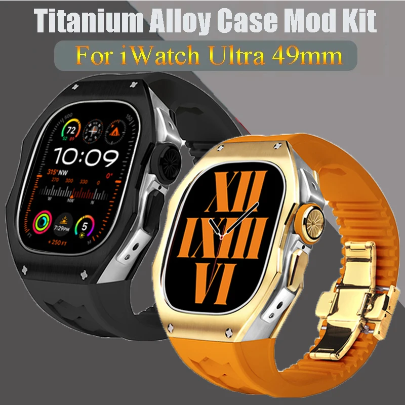 Luxury Modification Kit For Apple Watch Ultra 2 49mm Titanium Alloy Metal Case Silicone Strap Bracelet Band For iWatch Ultra 49
Luxury Modification Kit For Apple Watch Ultra 2 49mm Titanium Alloy Metal Case Silicone Strap Bracelet Band For iWatch Ultra 49