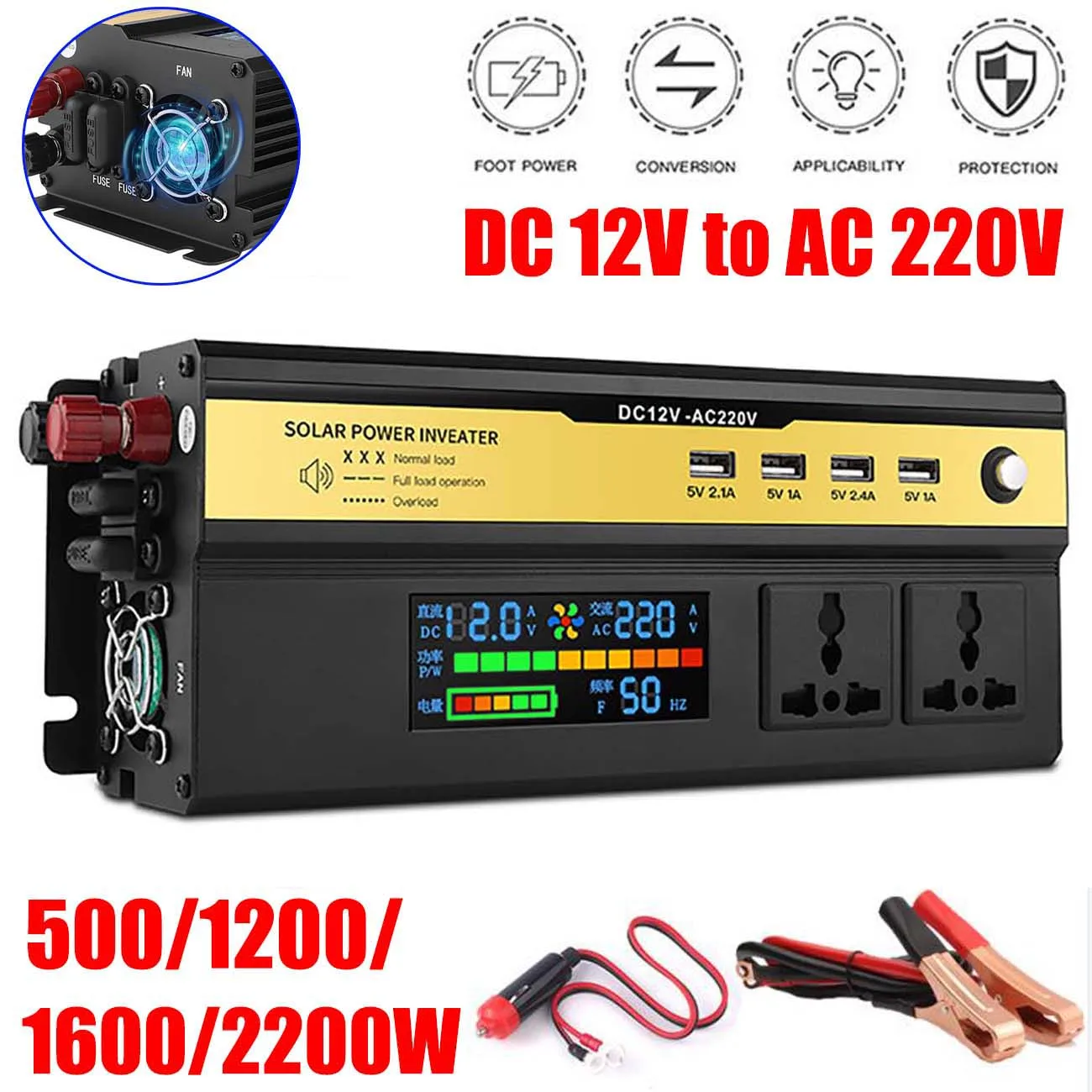 500/1200/1600/2200 Вт 12 В до 220 В инвертор питания USB автомобильный трансформатор конвертер с зажимом типа «крокодил» и проводом прикуривателя
500/1200/1600/2200 Вт 12 В до 220 В инвертор питания USB автомобильный трансформатор конвертер с зажимом типа «крокодил» и проводом прикуривателя