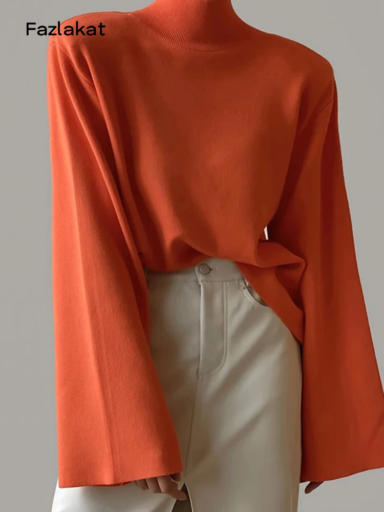 Women Turtleneck Knit Pullovers Autumn Winter Female Solid Flared Sleeves Casual Loose Sweater Lady Long Sleeve Jumpers
Women Turtleneck Knit Pullovers Autumn Winter Female Solid Flared Sleeves Casual Loose Sweater Lady Long Sleeve Jumpers