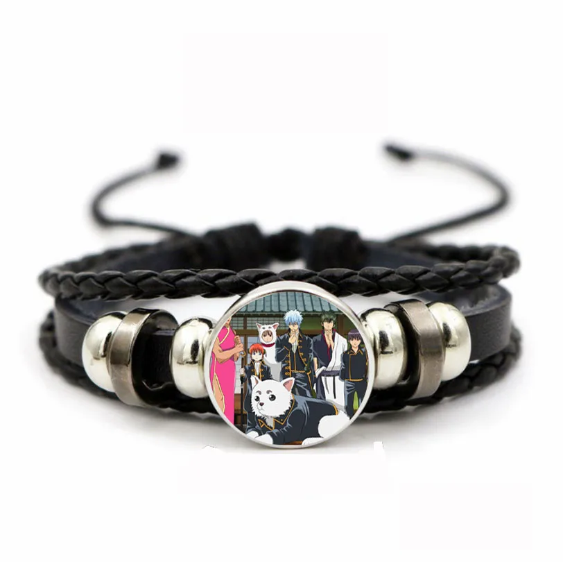 

Teenager Adjustable Wristband Jewelry Leather PU Woven Bracelet Time Gem Wristband For Anime GINTAMA Braided Bangle