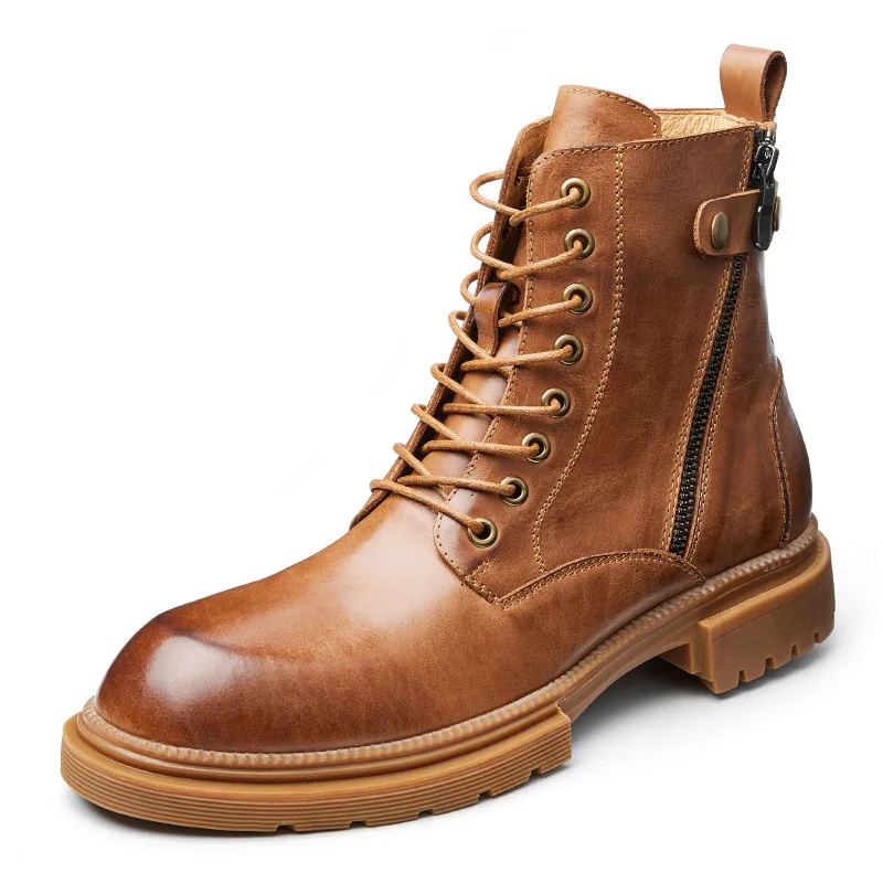 Fashion Men's High Top Shoes Combat Motorcycle Cow Genuine Leather Boots Vintage Male Outdoor Winter Plush Western Riding Boots
Fashion Men's High Top Shoes Combat Motorcycle Cow Genuine Leather Boots Vintage Male Outdoor Winter Plush Western Riding Boots