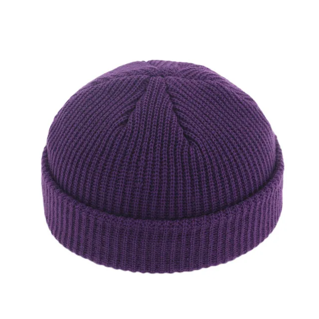 

2023 Men Beanie Knit Hats Boy Skullcap Sailor Caps Cuffs Retro Navy Short Hat Solid Color Unisex Winter Warm Cap Roll-up Edge