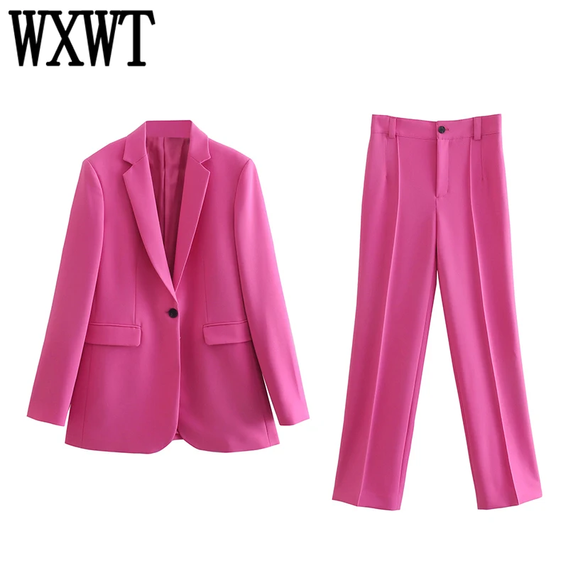 WXWT Women Elegant Solid Color 2 Piece Sets Button Decoration Slim Casual Blazer With High Waist Long Pants Spring 2022 CD8409
WXWT Women Elegant Solid Color 2 Piece Sets Button Decoration Slim Casual Blazer With High Waist Long Pants Spring 2022 CD8409