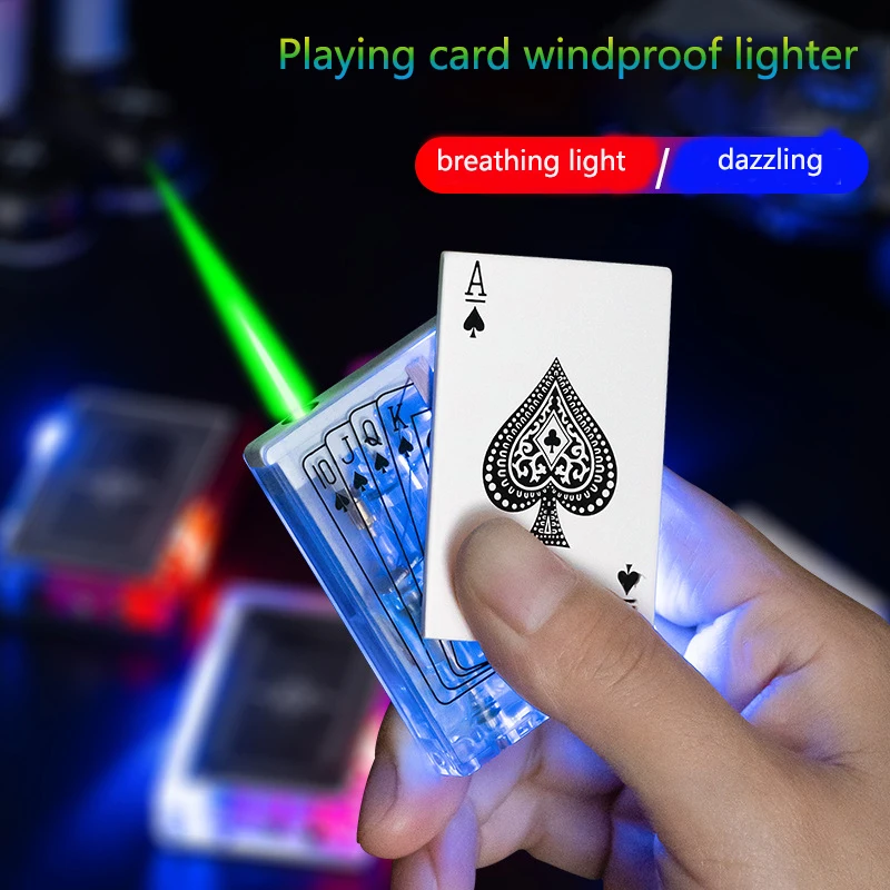Metal Playing Cards Jet Torch Lighter Green Flame Poker Gas Lighter Smoking Accessories Butane Windproof Funny Toy Gift For Men 
Metal Playing Cards Jet Torch Lighter Green Flame Poker Gas Lighter Smoking Accessories Butane Windproof Funny Toy Gift For Men