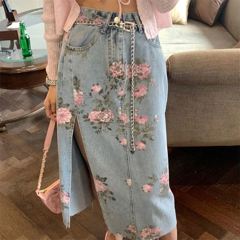 Floral Print Denim Skirt Women 2022 New Summer Autumn Long Jeans Skirt High Waist Sexy Side Split Vintage Party Skirts New
Floral Print Denim Skirt Women 2022 New Summer Autumn Long Jeans Skirt High Waist Sexy Side Split Vintage Party Skirts New