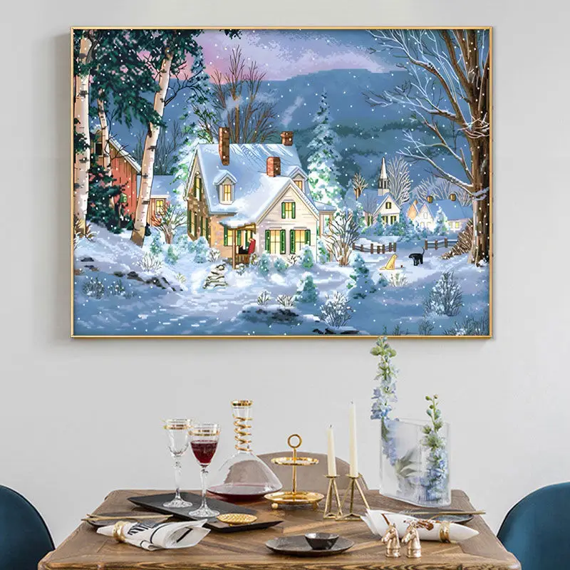 NEW Cross Stitch Kits DIY Landscape Christmas Snow Scene Cotton Thread 11CT Printed Embroidery Needlework Home Decoration
NEW Cross Stitch Kits DIY Landscape Christmas Snow Scene Cotton Thread 11CT Printed Embroidery Needlework Home Decoration