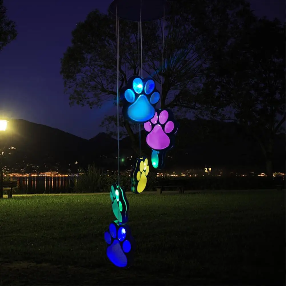 

Solar Paw Print Wind Chime Light IP65 Waterproof Outdoor Wind Chimes Garden Lawn Yard Decor Gifts For Pet Lover Wholesale